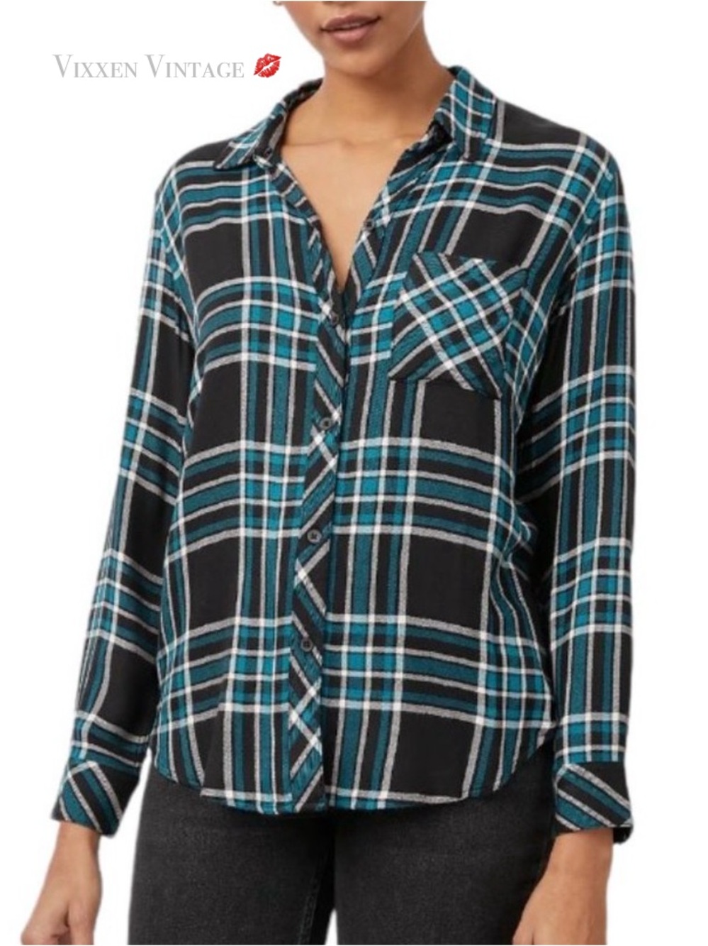 RAILS LONG SLEEVE PLAID BUTTON-DOWN 'HUNTER SHIRT' IN MIDNIGHT/CERULEAN/BLUE
